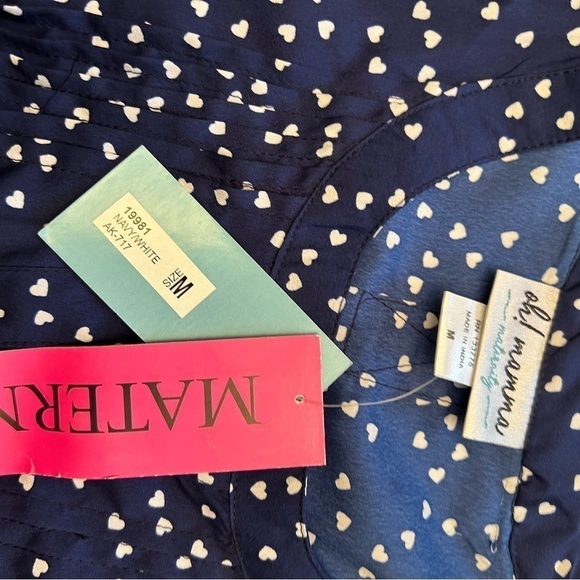 Oh! Mamma maternity navy blue pleated top with white hearts. NWT size Medium.A18 - Picture 8 of 9